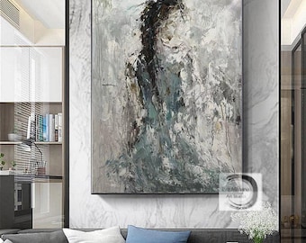 Original Abstract Woman Art – Textured Handmade Canvas Painting E61
