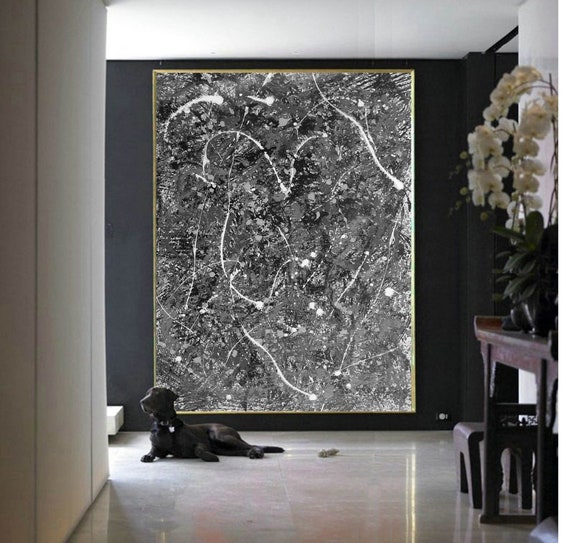 大きな抽象壁アート、オリジナルの抽象画、ジャクソン・ポロックの