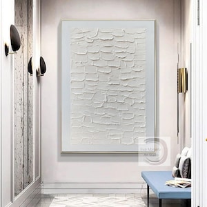 Beige and White Abstract Canvas Painting Creamy White Minimalist Painting Large Beige 3D Texture Wall Art Original Wabi Sabi Wall Art E127