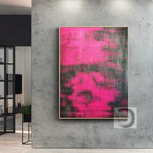 Pintura de arte de pared rosa, arte abstracto rosa original, arte de lienzo grande, arte de pared abstracto original, arte contemporáneo, decoración de pared para sala de estar E28 imagen 4