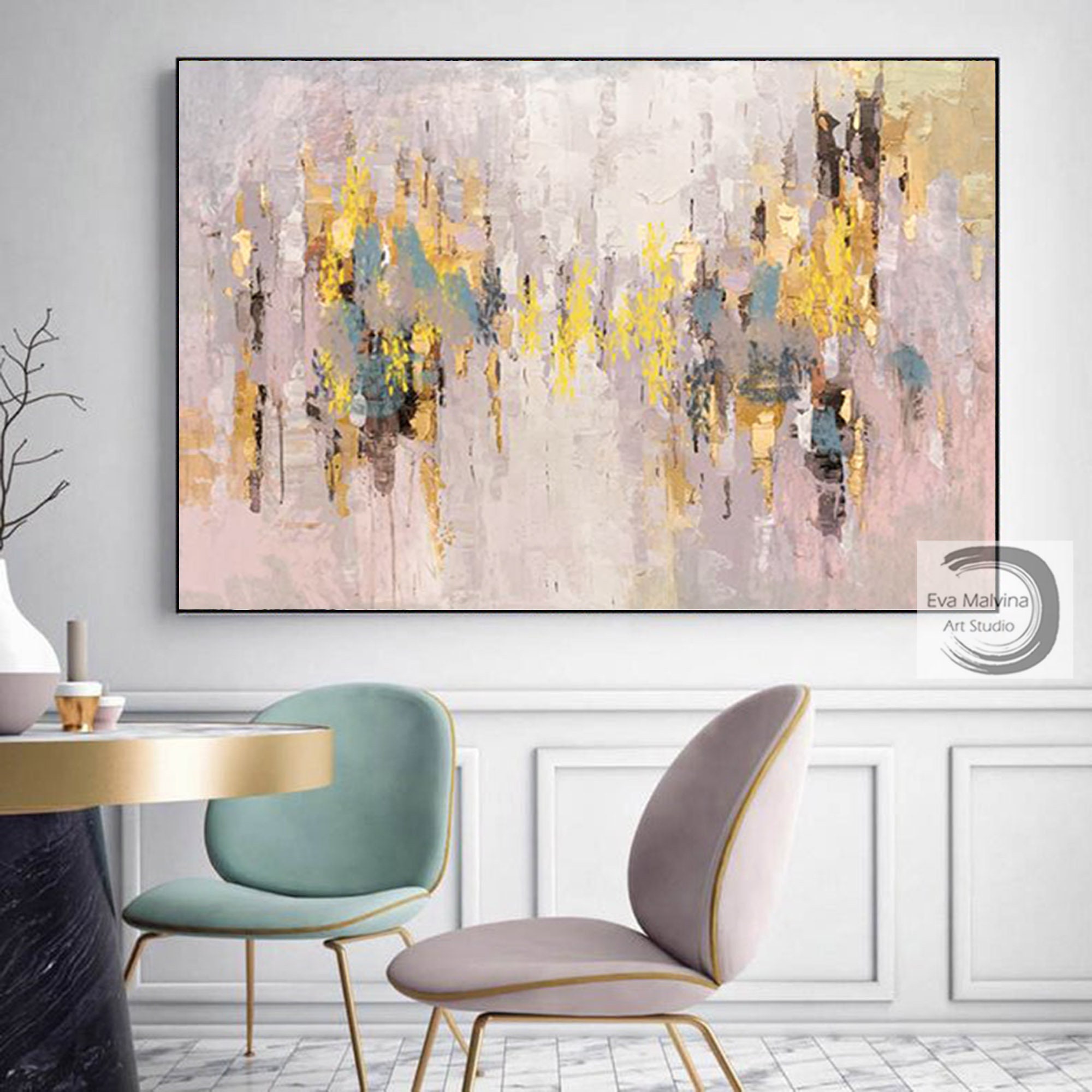 Original Abstract Painting on Canvas Living Room Wall Art Handmade