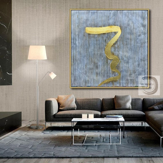 Original Abstract Art Gold Painting Living Room Wall Art Etsy