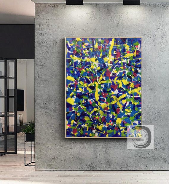 オリジナルカラフル抽象画｜大胆な筆致による手作りのテクスチャー絵画 