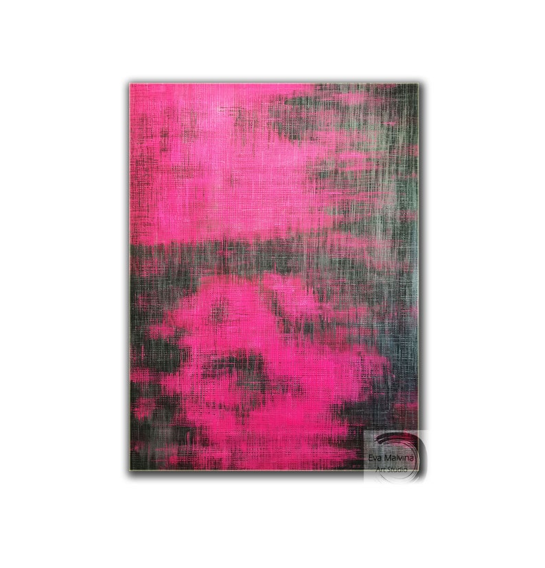 Pintura de arte de pared rosa, arte abstracto rosa original, arte de lienzo grande, arte de pared abstracto original, arte contemporáneo, decoración de pared para sala de estar E28 imagen 6
