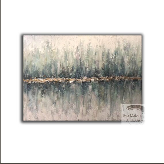 Stampa Su Tela Quadro Foresta Dipinta A Mano - Astratto Natura Paesaggio - Decorazione Moderna Per Pareti Di Soggiorno, Camera Da Letto, Ufficio