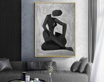 large abstract painting original wall art canvas gray painting oversized wall art abstract canvas art painting handmade wall art EM624