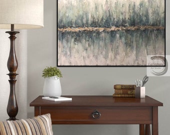 Stampa Su Tela Quadro Foresta Dipinta A Mano - Astratto Natura Paesaggio - Decorazione Moderna Per Pareti Di Soggiorno, Camera Da Letto, Ufficio