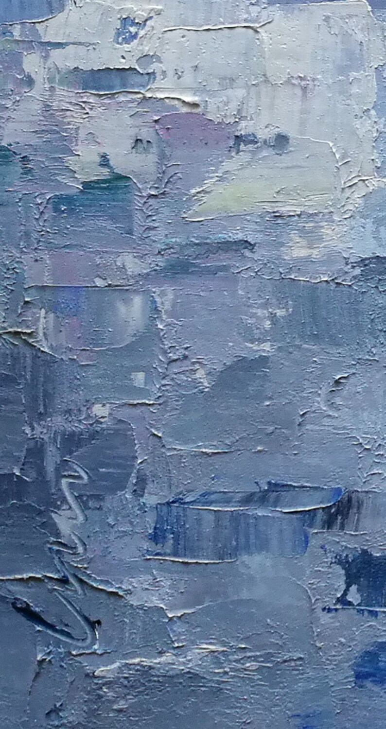 Large Abstract Canvas Art Blue Painting on Canvas Modern Etsy