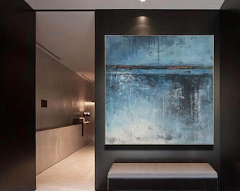 large oil painting on canvas blue painting original abstract canvas wall art modern abstract art painting oversized canvas art EM982