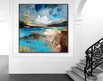 original paintings on canvas large canvas wall art landscape painting abstract acrylic painting on canvas modern abstract wall art EM1