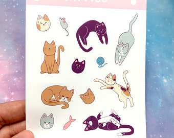 Cute Kitties Sticker sheet - Weatherproof Matte Vinyl Sticker Sheet
