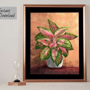 Pink Plant Illustration | House Plant Art Print | Coleus Plant Illustration | Printable Wall Art