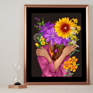 Flower Girl Poster | Galentine's Gift | Floral Art Print
