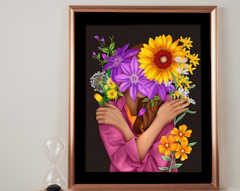 Flower Girl Poster | Galentine's Gift | Floral Art Print