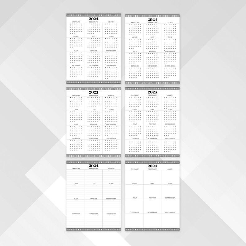Printable One Page Calendar 2024/2025 A4 and Letter Sizes Sunday and