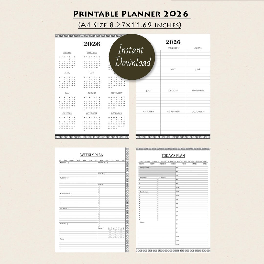 Printable Planner 2026 | Minimalist 2026 Planner | 2026 Printable