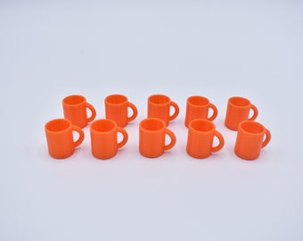 5 Orange Mini Mugs Sugar Glider Toys, Toy Accessories, Treat Cup, Charms