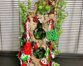 Corcho natural: divertido juguete de suelo para petauros del azúcar, pájaros, ardillas, hurones y otras mascotas pequeñas.