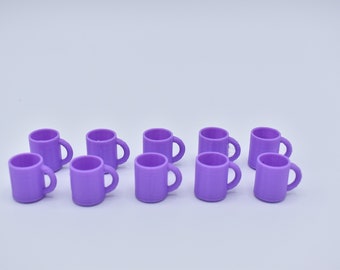 5 Purple Mini Mugs Sugar Glider Toys, Toy Accessories, Treat Cup, Charms