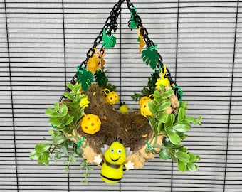 Juguete colgante de corcho en forma de U para planeadores del azúcar, ositos de peluche, mascotas, pájaros, ardillas, hurones, animales exóticos y pequeños animales.