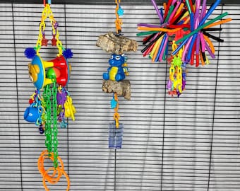 スタータートイバンドル - フクロモモンガ、鳥、リス、フェレット、その他の小動物用の楽しい吊り下げ式おもちゃ