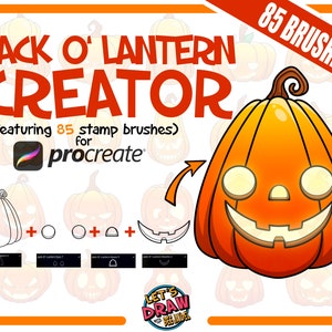 Jack O' Lantern Creator Brush Pack for Procreate: 85 Stamp Brushes + 45 Minute Tutorial