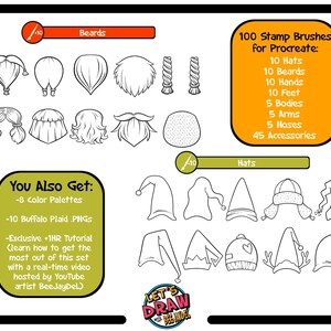 Gnome Creator Brush Pack for Procreate: 100 Stamp Brushes, 8 Color ...