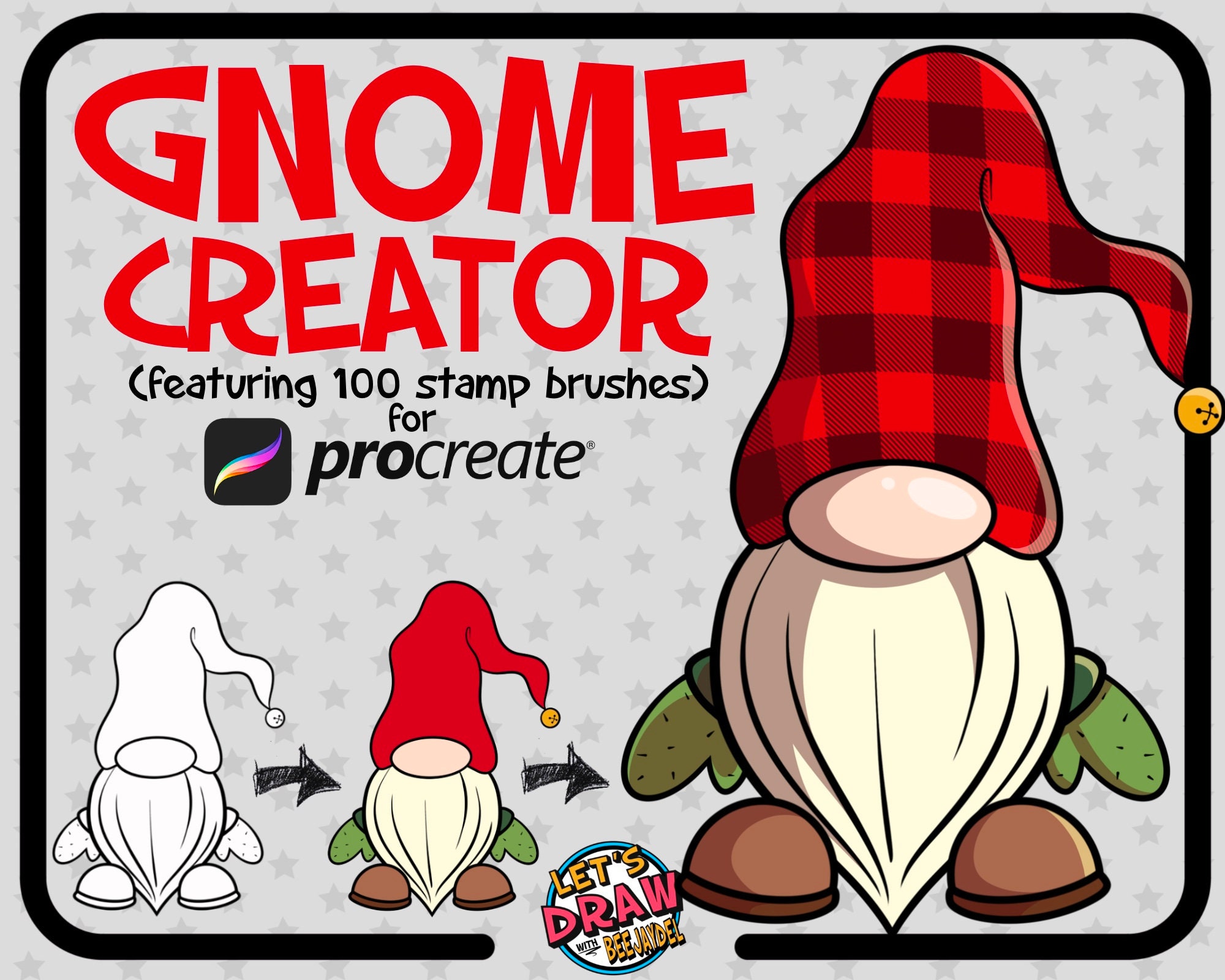 Gnome Creator Brush Pack for Procreate: 100 Stamp Brushes, 8 Color ...