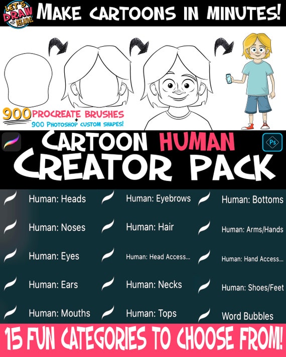 Cartoon Human Creator Pack: 900 Brushes for Procreate 900 - Etsy Australia Cartoon Human Creator Pack: 900 Brushes for Procreate 900 - Etsy Australia