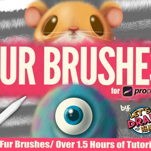 Fur Brushes for Procreate by BeeJayDeL: 25 Brushes + 1.5 Hours of Tutorials!