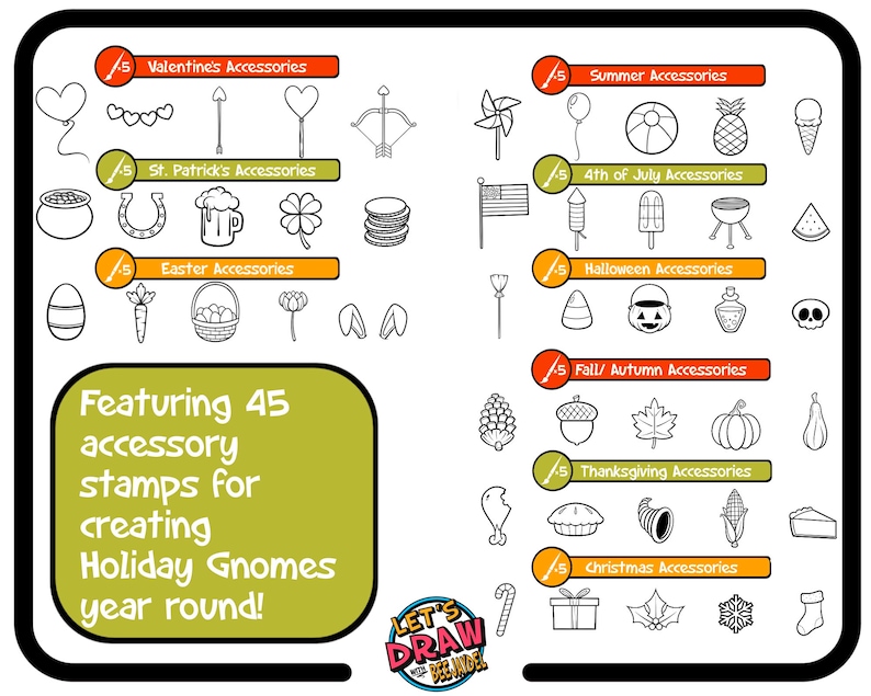 Gnome Creator Brush Pack for Procreate: 100 Stamp Brushes, 8 Color ...