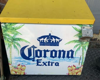 Vintage Corona Extra Cooler, Metal Breweriana Beer Cooler, Holds 24 Bottles