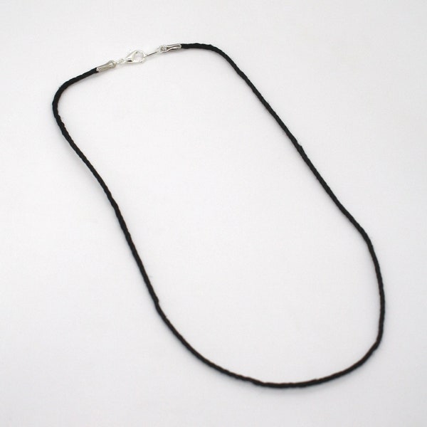 Hemp (Black) 2mm Cord Necklace Customize to Any Length (13"-36") with Lobster Clasp Closure