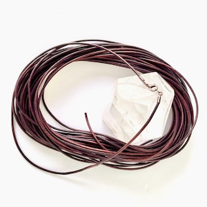 Dark Brown Leather Cord Necklace: 2mm, Custom Length, Lobster Clasp