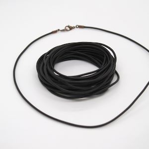 Black Leather 2mm Cord Necklace: Custom Length, Lobster Clasp