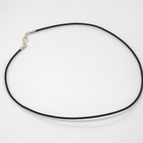 Leather (Black) 2mm Cord Necklace Customize to Any Length (13"-36") with Lobster Clasp Closure