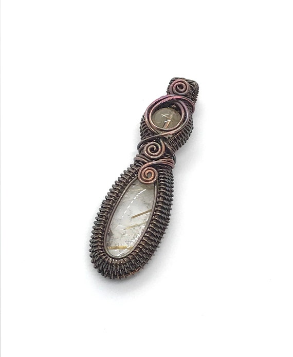 Golden Rutilated Copper Wire Wrapped Pendant
