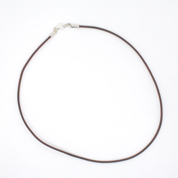 Leather (Brown) 2mm Cord Necklace Any Length (13"-36") with Lobster Clasp Closure