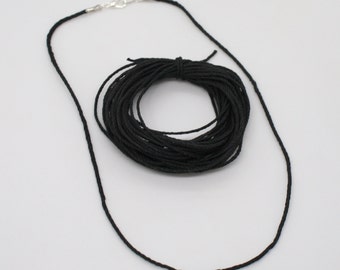 Black Hemp Cord Necklace: 2mm, Custom Length, Lobster Clasp