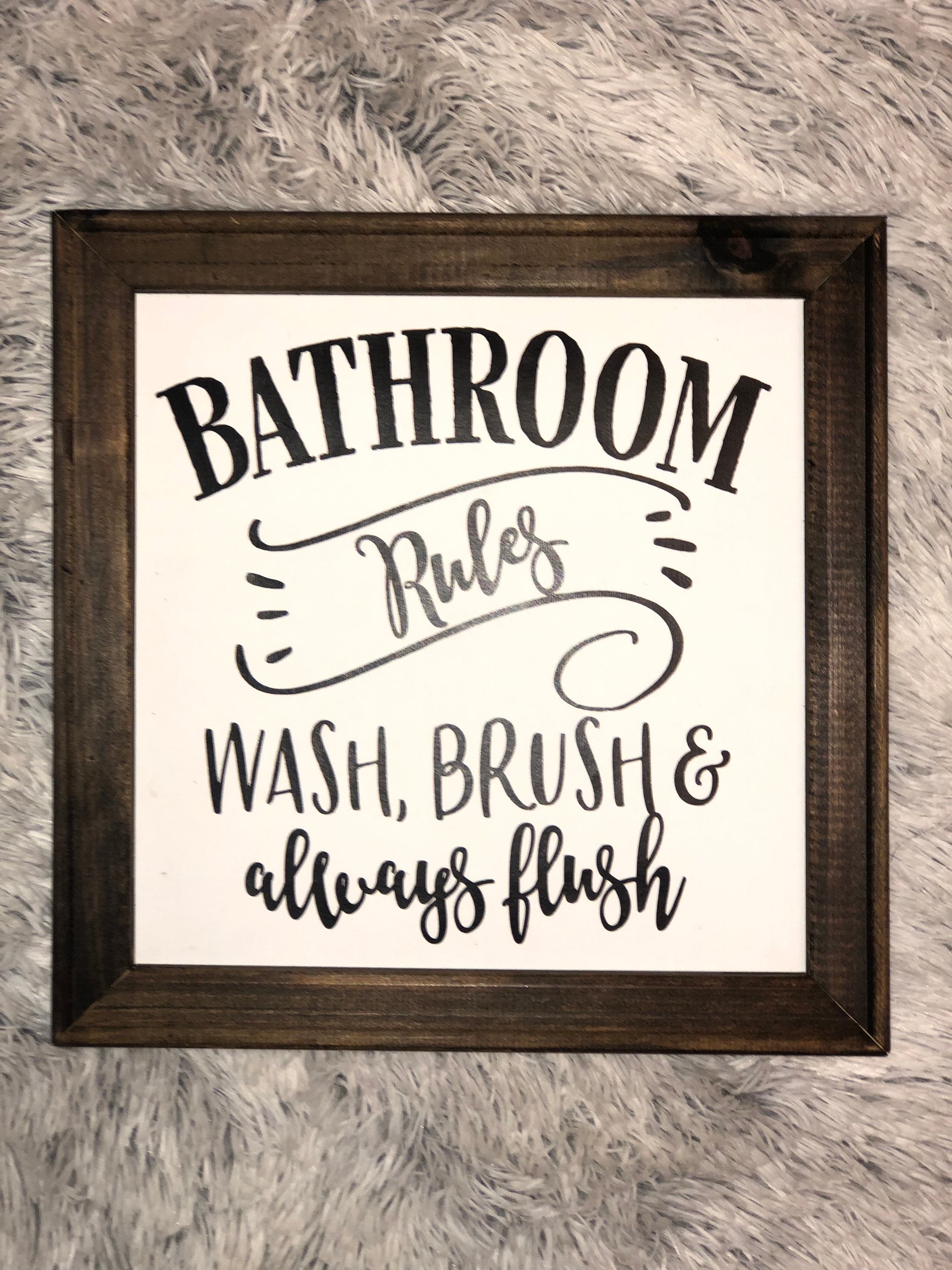 Bathroom Rules Wash Brush Always Flush Wall Art Farmhouse Etsy