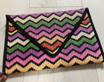 Large Multicoloured textured weave clutch bag handbags handbag womens bags ladies evening accessories woven festival party concert