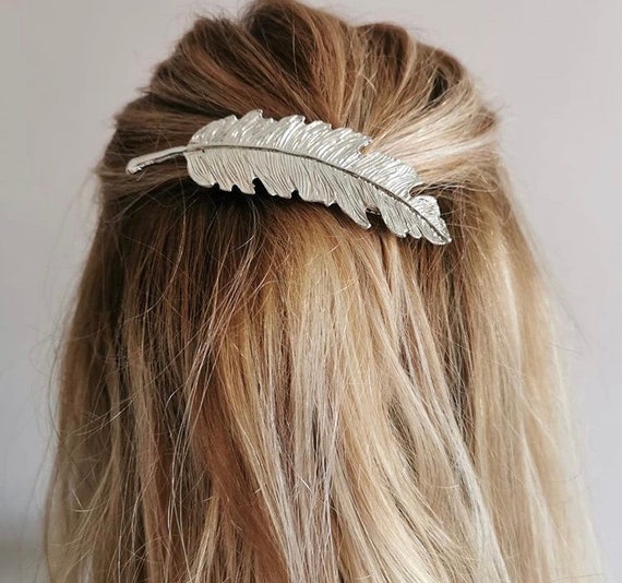 Feather Hair Clip Hair Clips Metal Gold Silver Feathers Bridal Wedding Prom Hair Slide Bridesmaid Barrettes Accessories Gifts Bride Party Etsy UK