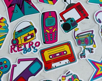 Set di 10 adesivi retrò vintage anni '80 e '90, novità, divertenti, per adolescenti, bambini, scuola, cancelleria, regalo, diario, album, scrapbooking, adesivi