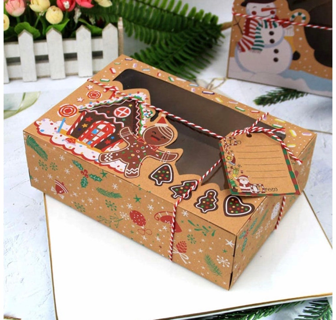 Christmas Eve Boxes Gift Kraft Cardboard Gingerbread Cookie Etsy UK