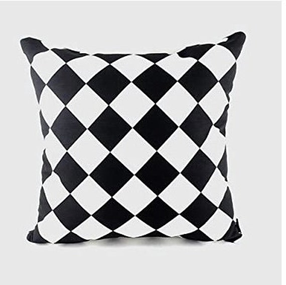 Ensemble de 4 Couvercles Coussin à Motifs Monochromes Noirs et Blancs