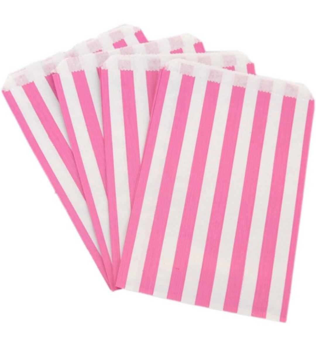 Pink and White Striped Paper Candy Bags 5x7 Wedding Favours Etsy UK