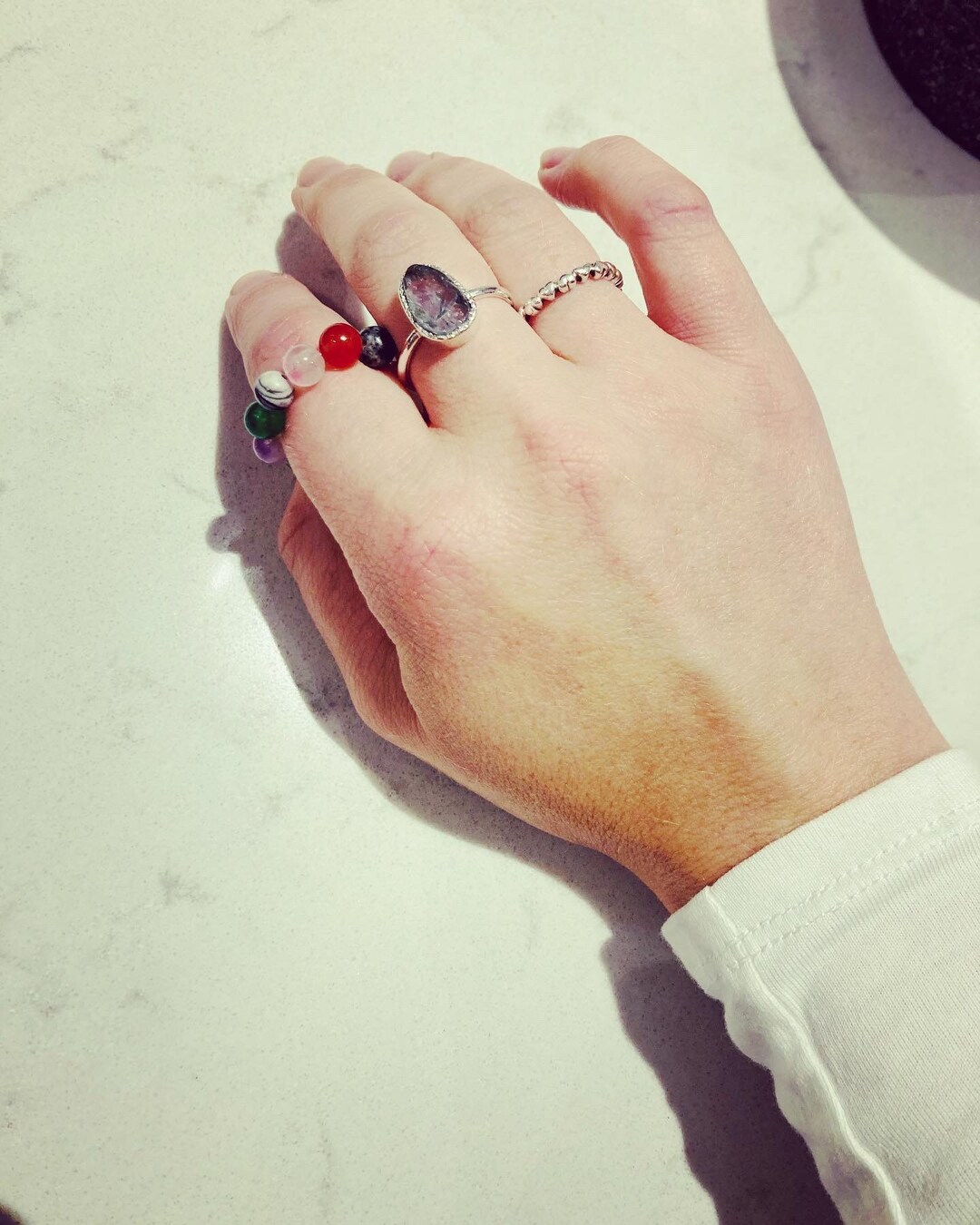 Semi Precious Crystal Ball Rings Crystals Healing Calming Boho Etsy