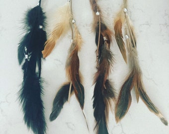 Hair feather extensions extension clip in clips feathers festival accessories party unisex girls boho bohemian stocking cosplay hairclips