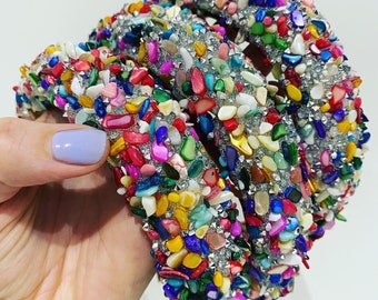 Multicoloured statement headband hairband encrusted jewelled hair accessories party birthday headbands chunky girls gifts Christmas stocking