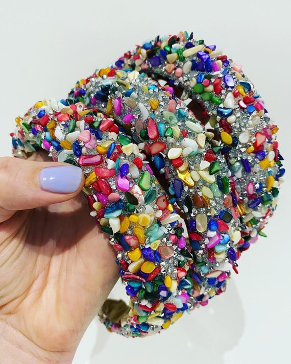 Multicoloured statement headband hairband encrusted jewelled hair  accessories party birthday headbands chunky girls gifts hairbands